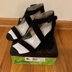 Sam Edelman Sonia Black Suede Block Heeled Sandal
